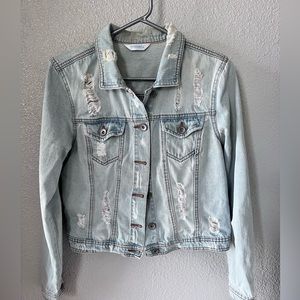 Distressed jean jacket